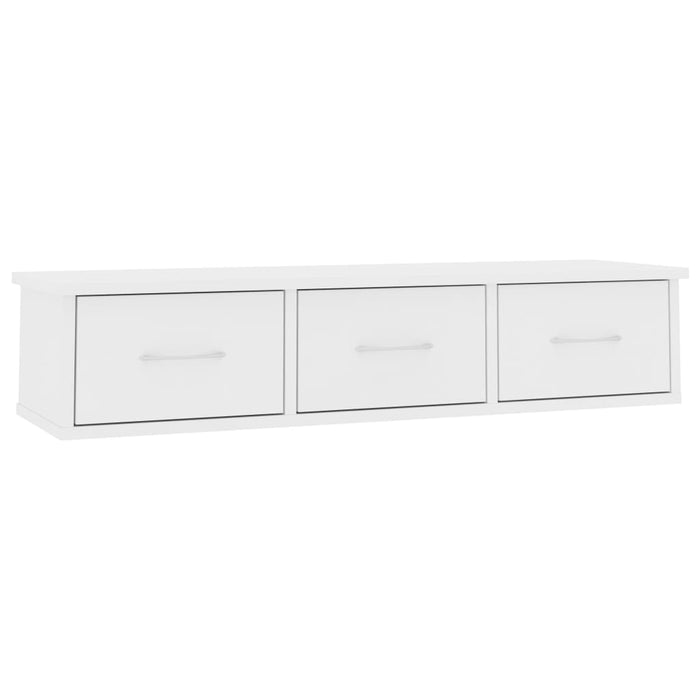 Raft de perete cu sertare, alb, 88x26x18,5 cm, lemn prelucrat - WALTI WALTI