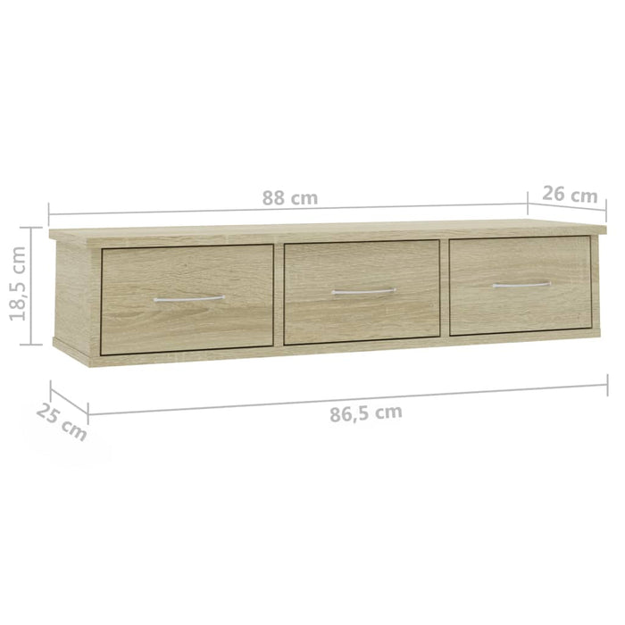 Dulap de perete cu sertare, stejar Sonoma, 88x26x18,5 cm - WALTI WALTI