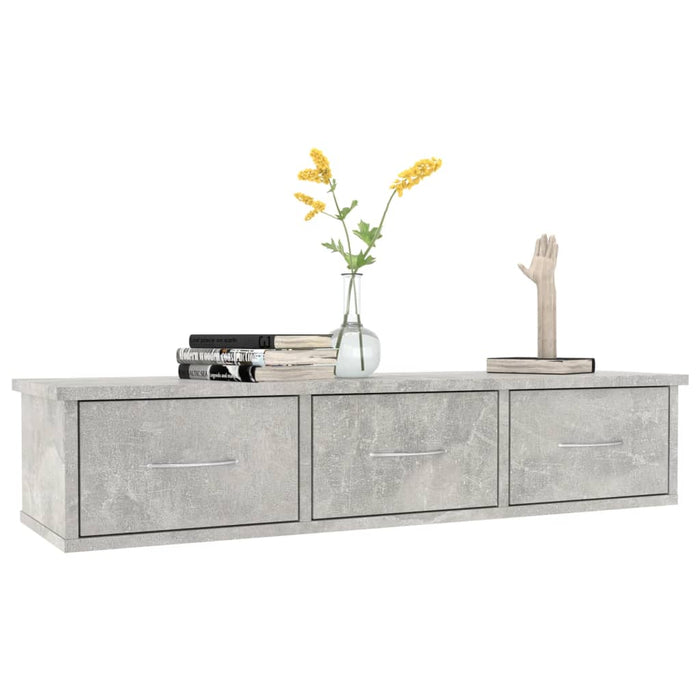 Dulap de perete cu sertare, gri beton, 88x26x18,5 cm - WALTI WALTI