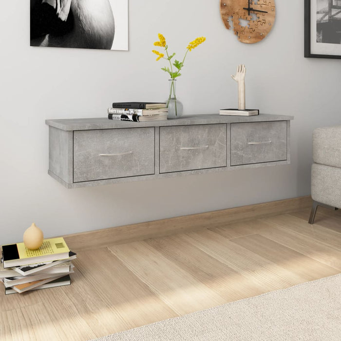 Dulap de perete cu sertare, gri beton, 88x26x18,5 cm - WALTI WALTI