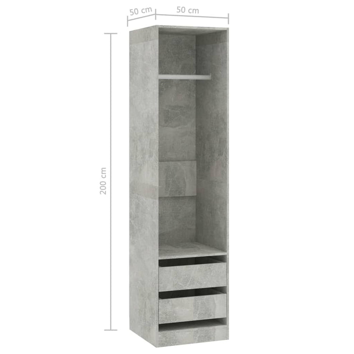 Șifonier cu sertare, gri beton, 50x50x200 cm, lemn prelucrat - WALTI WALTI