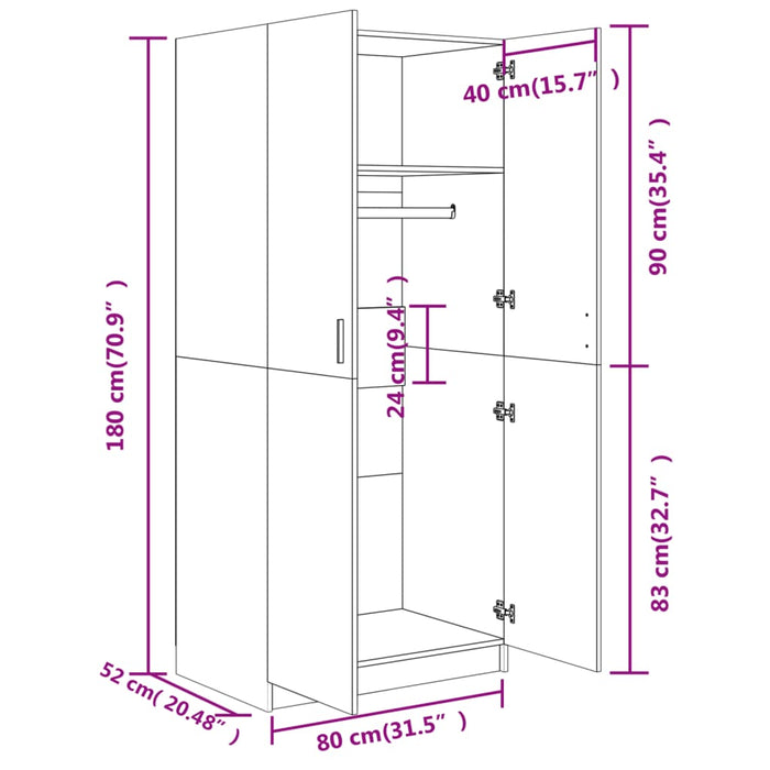 Șifonier, gri beton, 80x52x180 cm, lemn prelucrat - WALTI WALTI