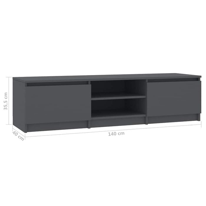 Dulap TV, gri, 140x40x35,5 cm, lemn prelucrat WALTI