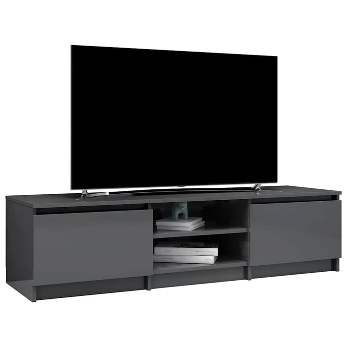Dulap TV, gri extralucios, 140x40x35,5 cm, lemn prelucrat WALTI