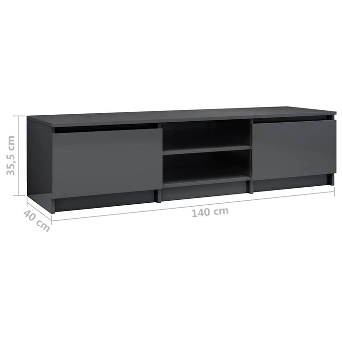 Dulap TV, gri extralucios, 140x40x35,5 cm, lemn prelucrat WALTI