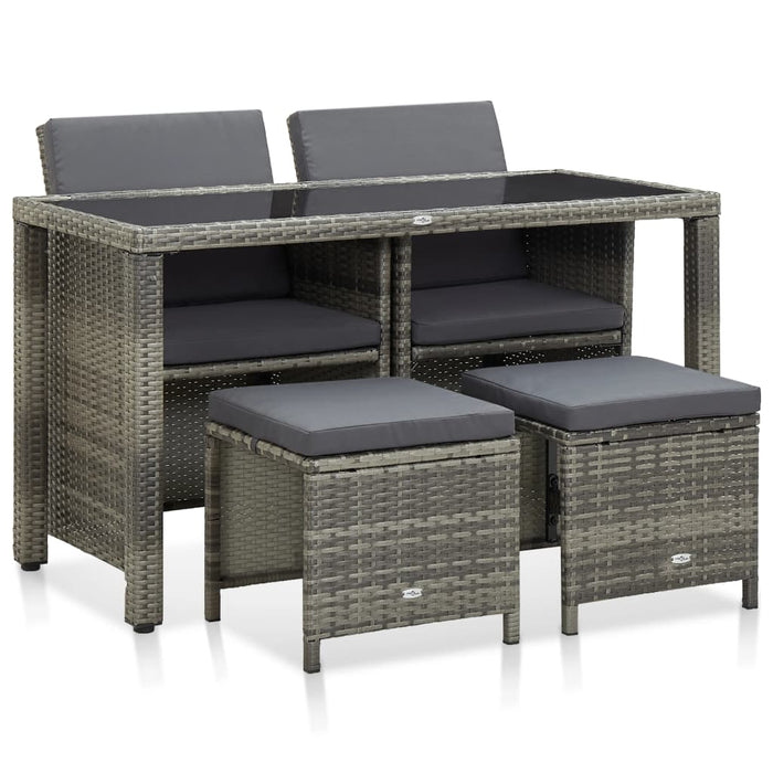 Set mobilier de exterior cu perne, 5 piese, gri, poliratan WALTI