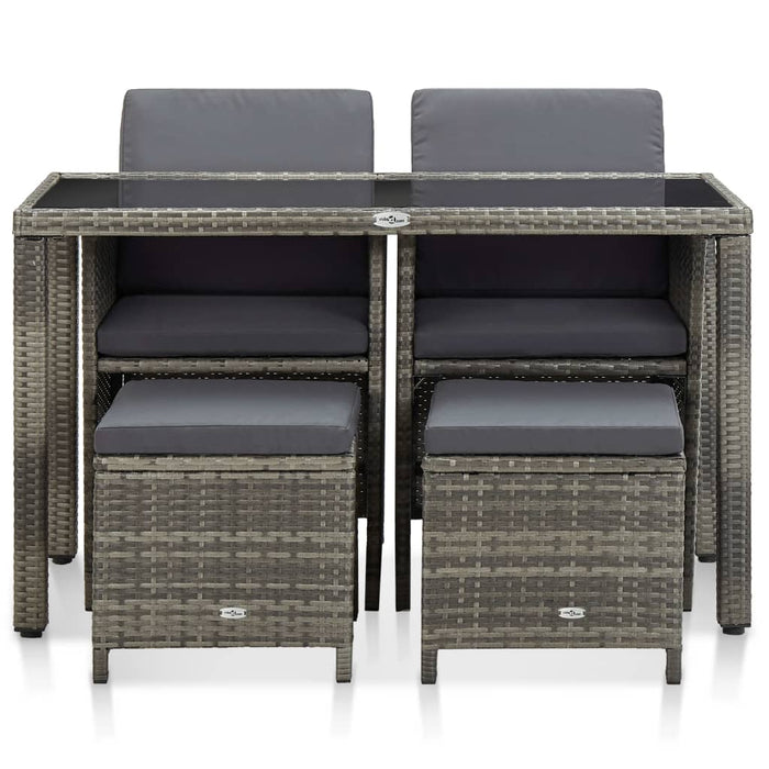 Set mobilier de exterior cu perne, 5 piese, gri, poliratan WALTI