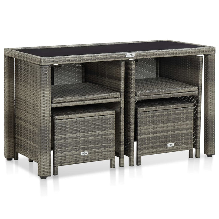 Set mobilier de exterior cu perne, 5 piese, gri, poliratan WALTI