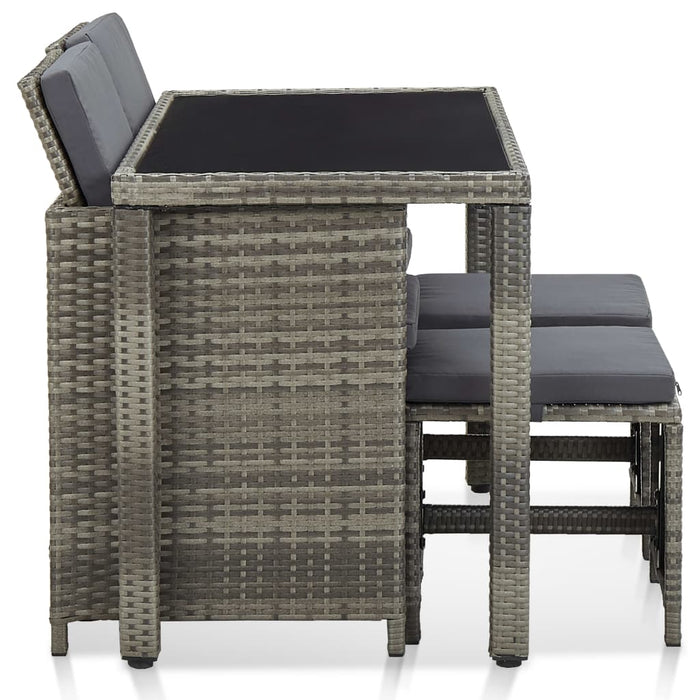 Set mobilier de exterior cu perne, 5 piese, gri, poliratan WALTI