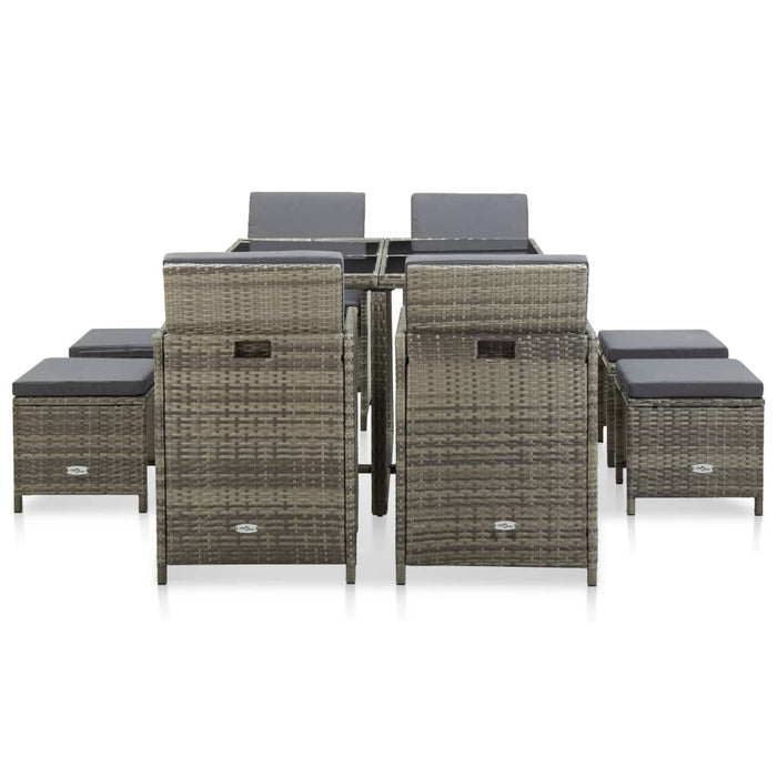 Set mobilier de grădină cu perne, 9 piese, gri, poliratan WALTI