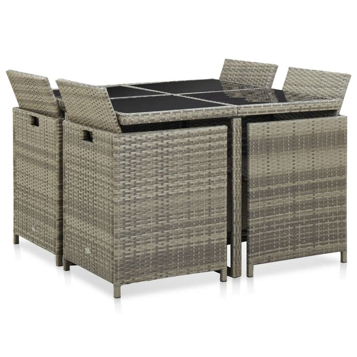 Set mobilier de grădină cu perne, 9 piese, gri, poliratan WALTI