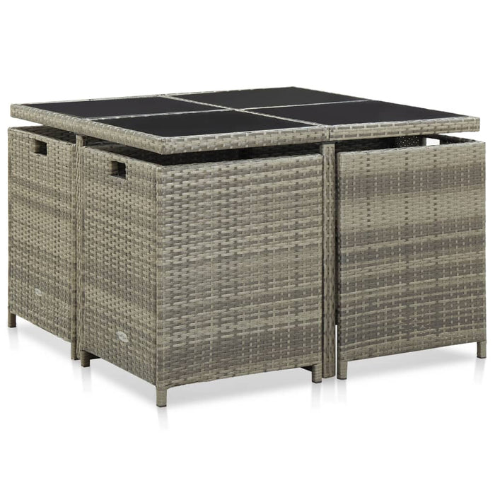 Set mobilier de grădină cu perne, 9 piese, gri, poliratan WALTI