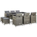 Set mobilier de exterior cu perne, 11 piese, gri, poliratan - WALTI WALTI
