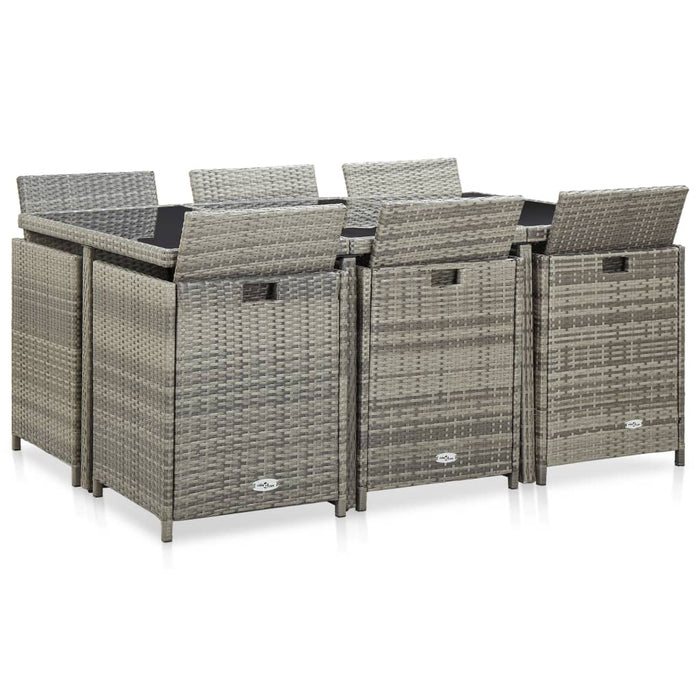 Set mobilier de exterior cu perne, 11 piese, gri, poliratan - WALTI WALTI