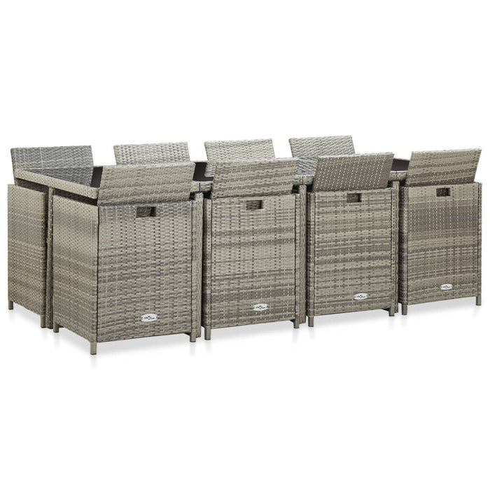 Set mobilier de exterior cu perne, 13 piese, gri, poliratan - WALTI WALTI