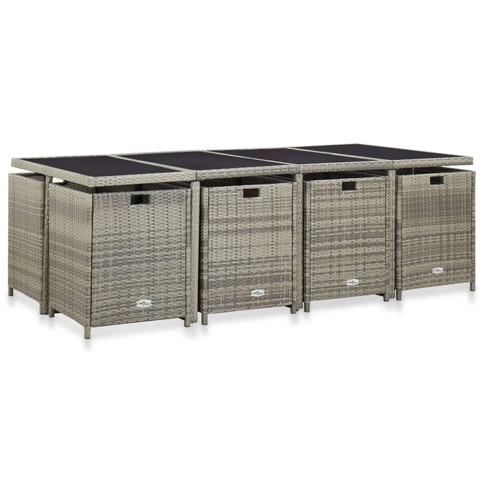 Set mobilier de exterior cu perne, 13 piese, gri, poliratan - WALTI WALTI