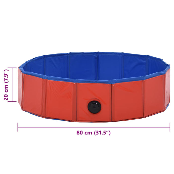 Piscină pentru câini pliabilă, roșu, 80 x 20 cm, PVC - WALTI WALTI