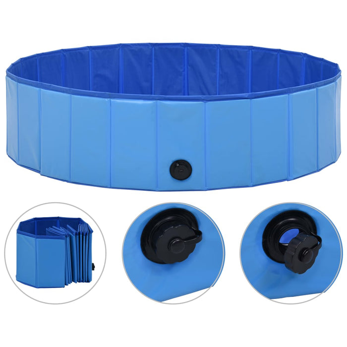 Piscină pentru câini pliabilă, albastru, 120 x 30 cm, PVC WALTI