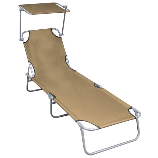 Șezlong pliabil cu copertină, gri taupe, aluminiu - WALTI WALTI