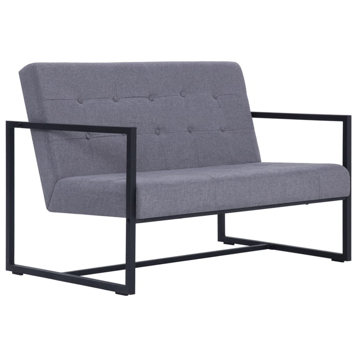 Canapea cu 2 locuri și cotiere gri deschis oțel&material textil - WALTI WALTI