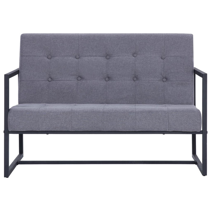 Canapea cu 2 locuri și cotiere gri deschis oțel&material textil - WALTI WALTI
