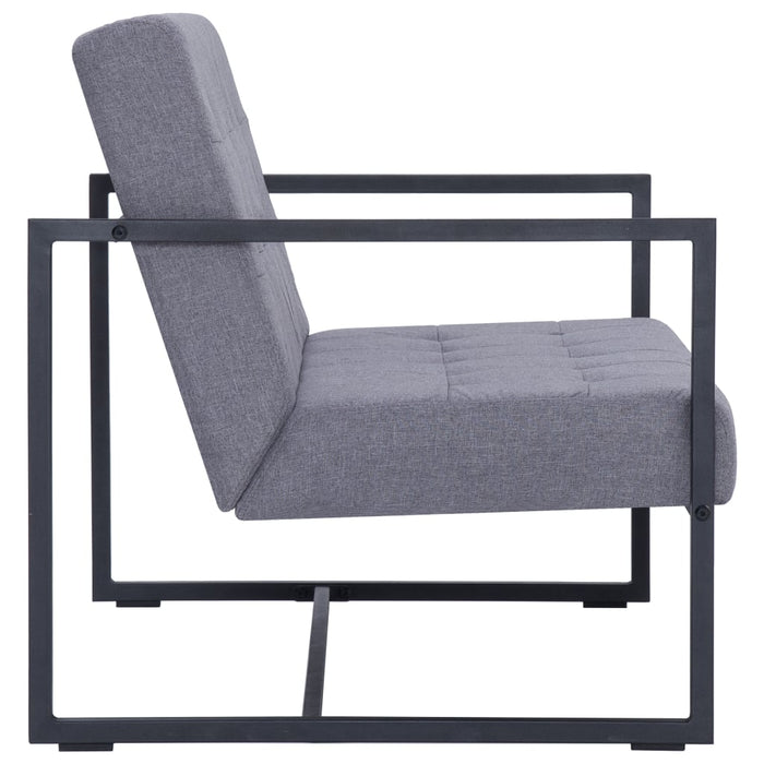 Canapea cu 2 locuri și cotiere gri deschis oțel&material textil - WALTI WALTI