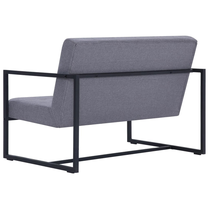 Canapea cu 2 locuri și cotiere gri deschis oțel&material textil - WALTI WALTI