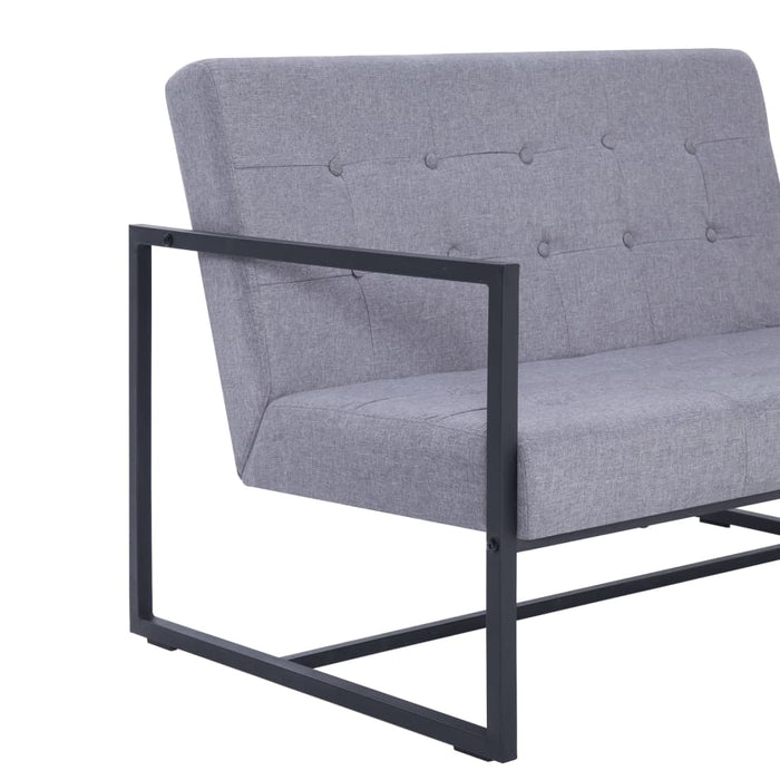 Canapea cu 2 locuri și cotiere gri deschis oțel&material textil - WALTI WALTI