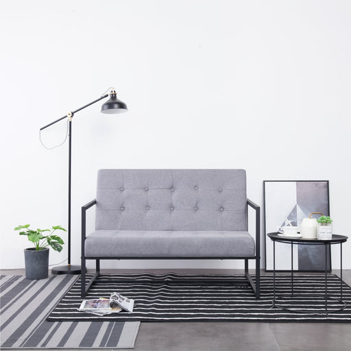 Canapea cu 2 locuri și cotiere gri deschis oțel&material textil - WALTI WALTI