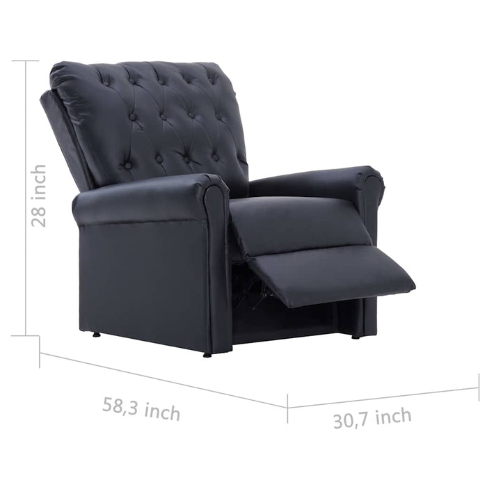 Fotoliu reclinabil din piele artificială neagră - WALTI WALTI