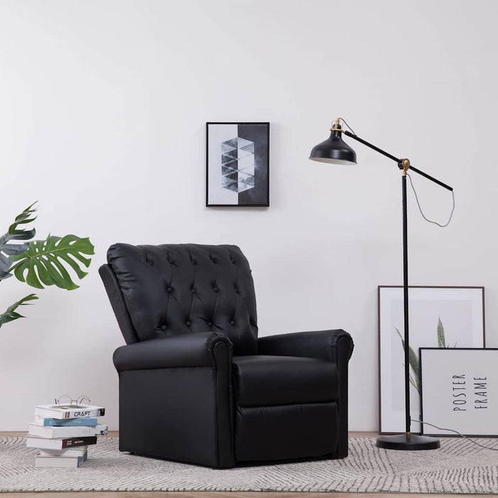 Fotoliu reclinabil din piele artificială neagră - WALTI WALTI