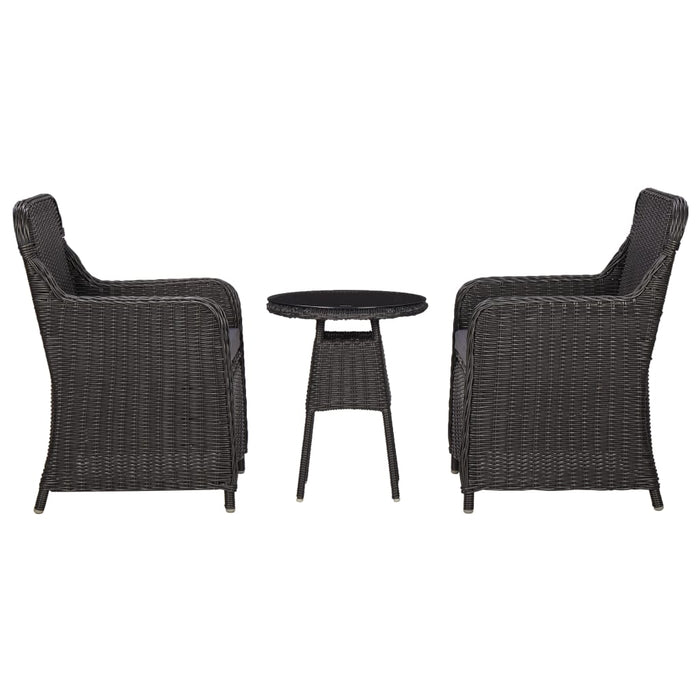 Set mobilier bistro de grădină cu perne 3 piese negru poliratan - WALTI WALTI