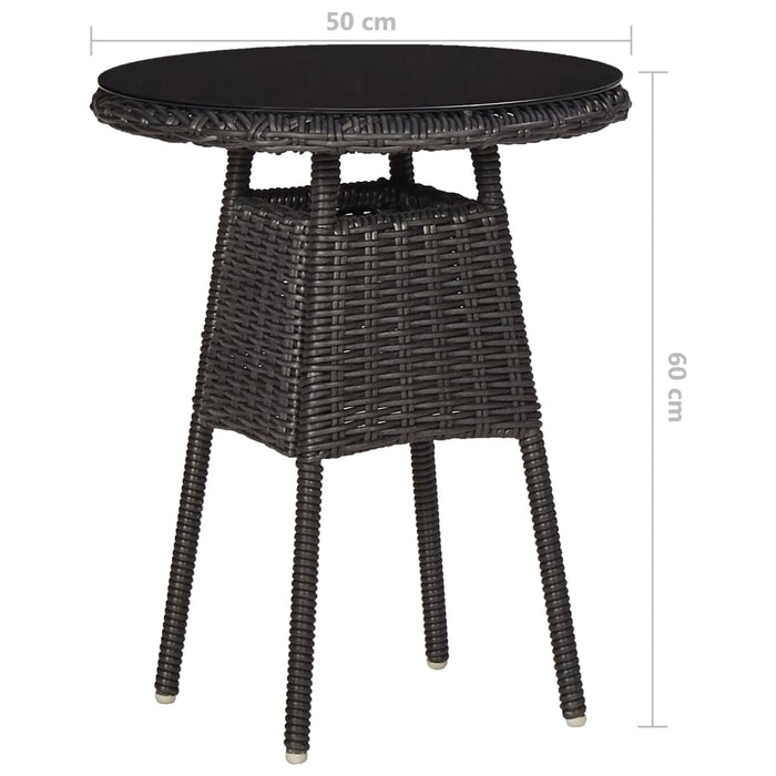 Set mobilier bistro de grădină cu perne 3 piese negru poliratan - WALTI WALTI