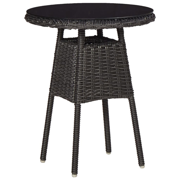 Set mobilier bistro de grădină cu perne 3 piese negru poliratan - WALTI WALTI