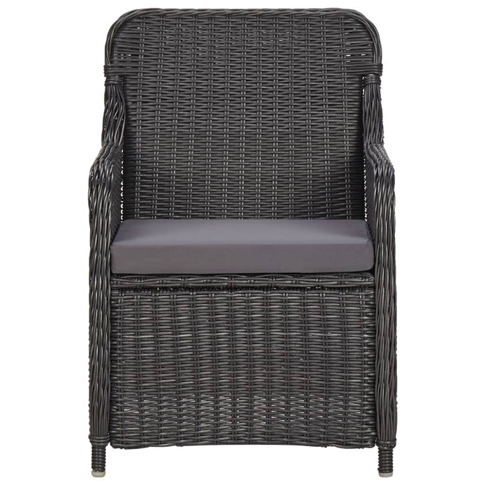 Set mobilier bistro de grădină cu perne 3 piese negru poliratan - WALTI WALTI