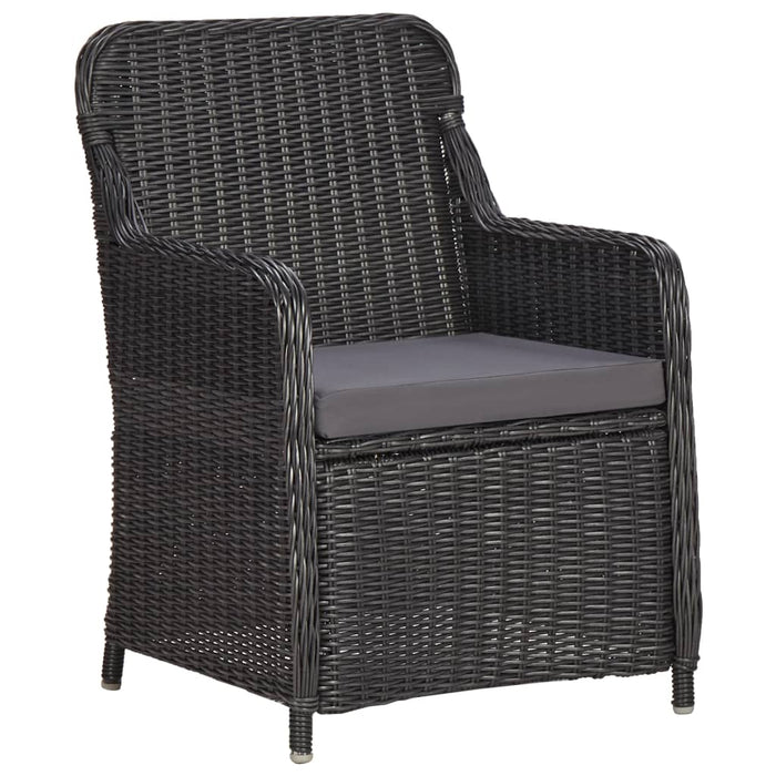 Set mobilier bistro de grădină cu perne 3 piese negru poliratan - WALTI WALTI