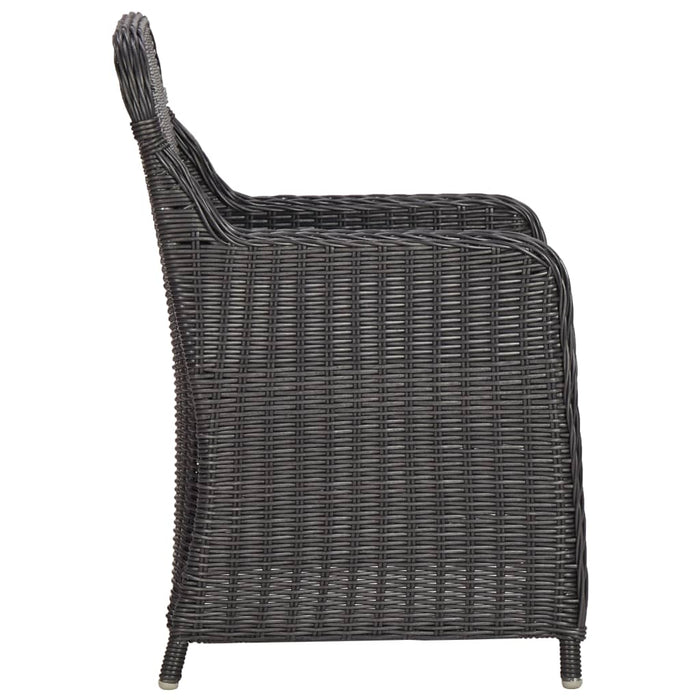 Set mobilier bistro de grădină cu perne 3 piese negru poliratan - WALTI WALTI