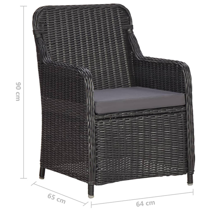 Set mobilier bistro de grădină cu perne 3 piese negru poliratan - WALTI WALTI