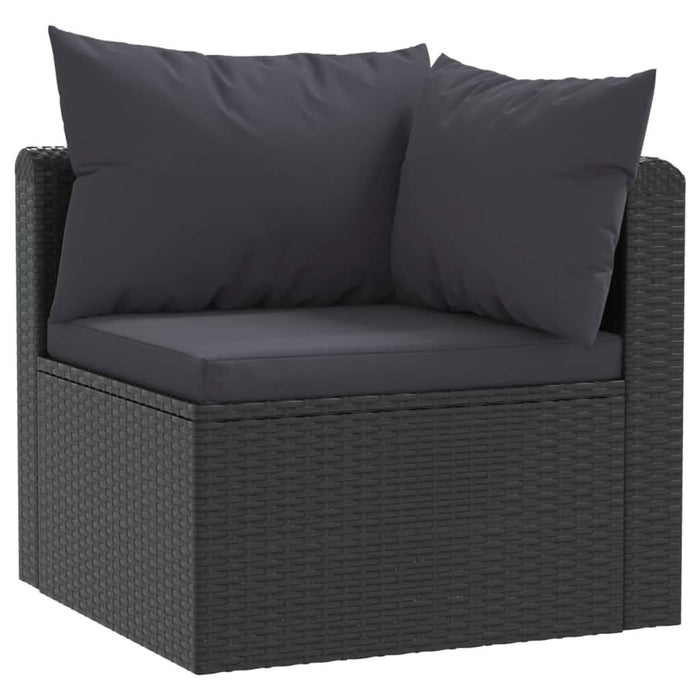 Set mobilier de grădină cu perne, 7 piese, negru, poliratan - WALTI WALTI