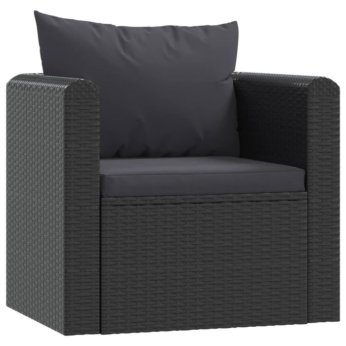 Set mobilier de grădină cu perne, 7 piese, negru, poliratan - WALTI WALTI