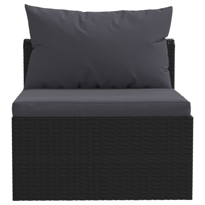Set mobilier de grădină cu perne, 7 piese, negru, poliratan - WALTI WALTI