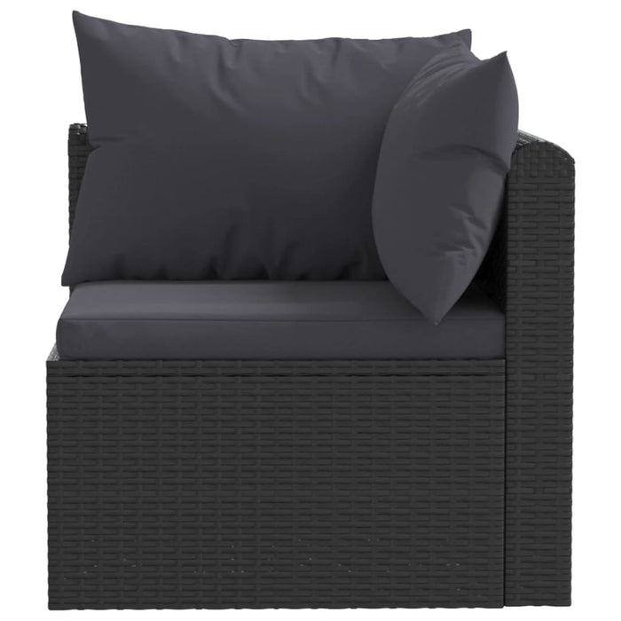 Set mobilier de grădină cu perne, 5 piese, negru, poliratan - WALTI WALTI