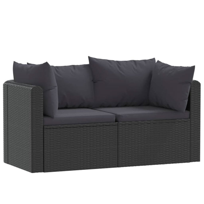 Set mobilier de grădină cu perne, 2 piese, negru, poliratan - WALTI WALTI