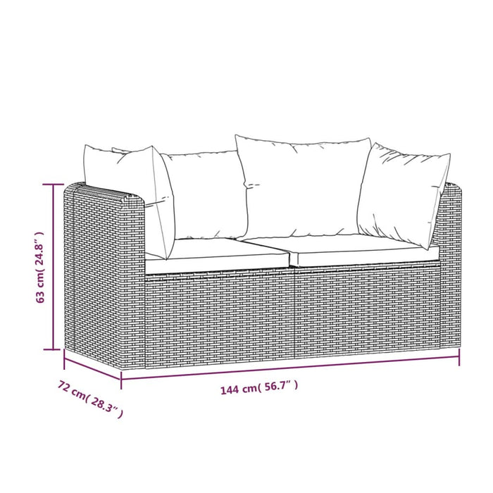 Set mobilier de grădină cu perne, 2 piese, negru, poliratan - WALTI WALTI