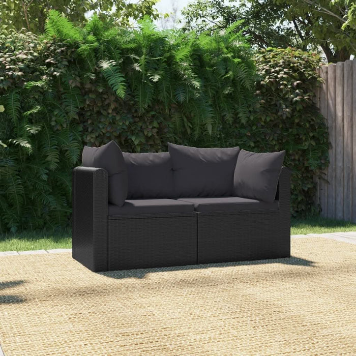 Set mobilier de grădină cu perne, 2 piese, negru, poliratan - WALTI WALTI