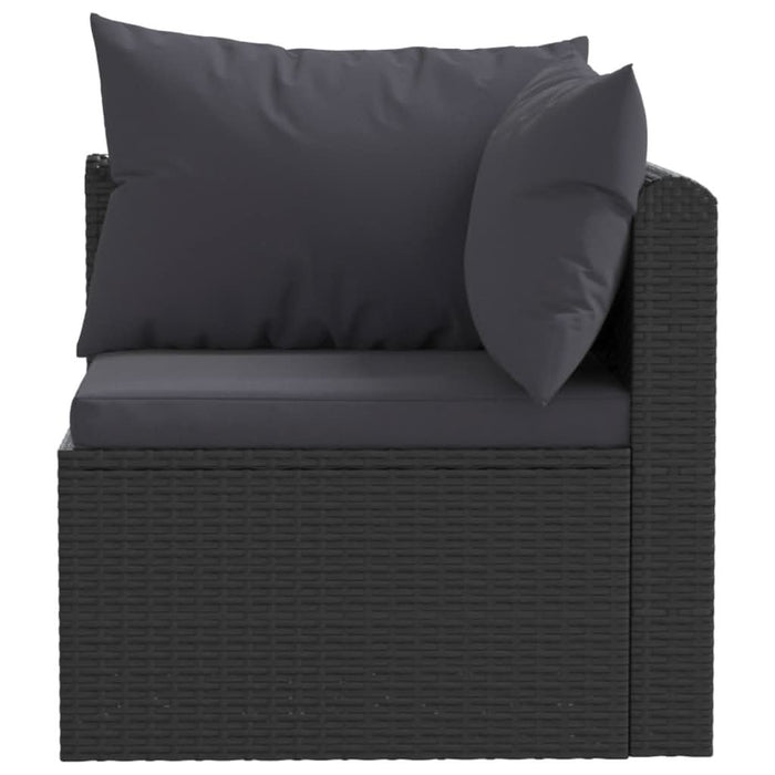 Set mobilier de grădină cu perne, 4 piese, negru, poliratan - WALTI WALTI