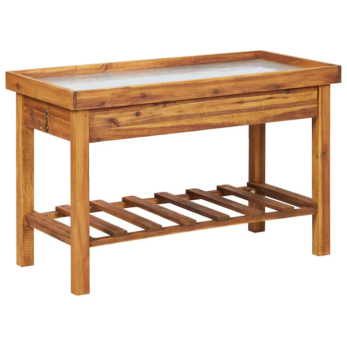Banc de lucru de grădină, blat din zinc, lemn masiv de acacia - WALTI WALTI