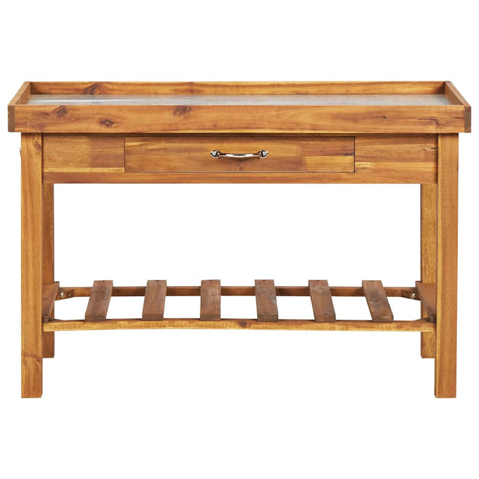 Banc de lucru de grădină, blat din zinc, lemn masiv de acacia - WALTI WALTI