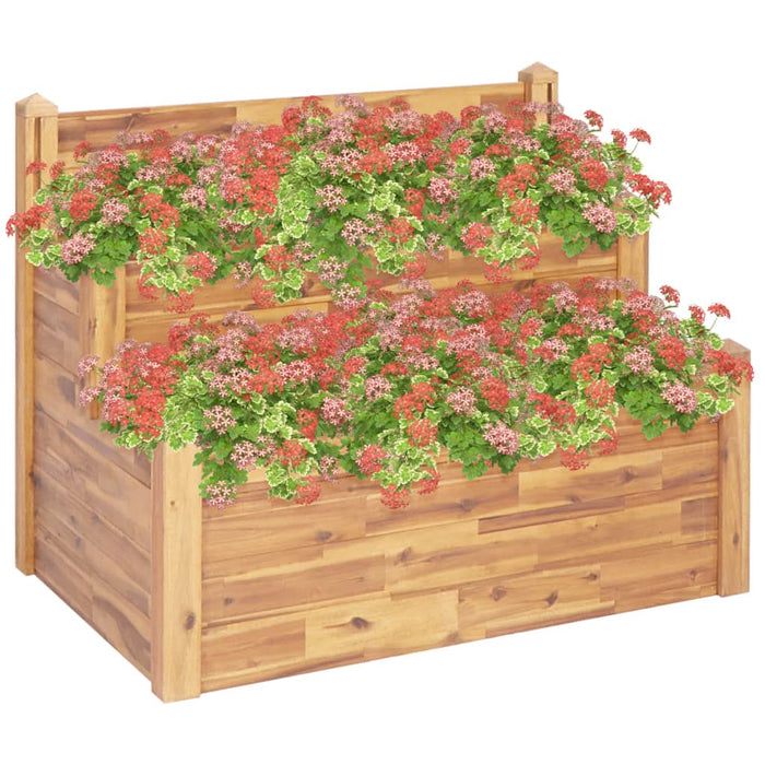 Jardinieră de grădină, 2 niveluri, 110x75x84 cm, lemn de acacia WALTI