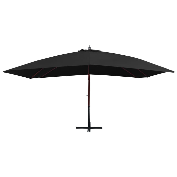 Umbrelă suspendată cu stâlp din lemn, negru, 400 x 300 cm - WALTI WALTI